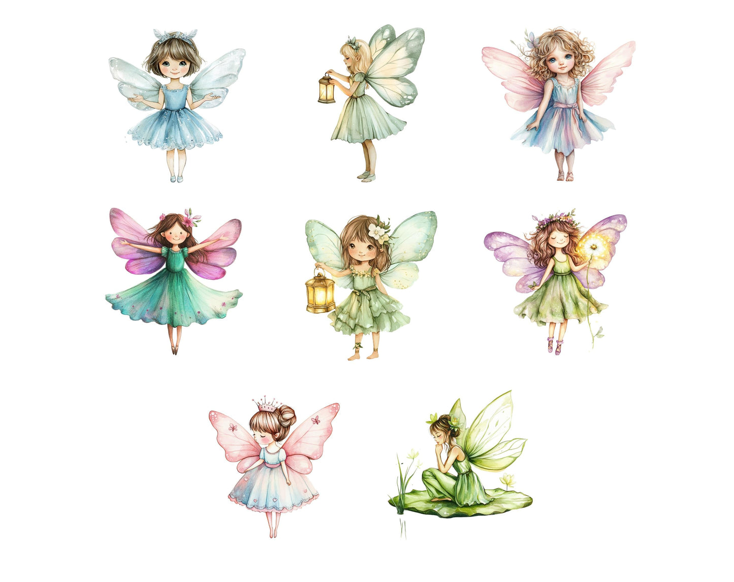 Ensemble d'images clipart aquarelle pour jardin féerique, graphismes fantastiques (téléchargement numérique)