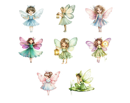 Ensemble d'images clipart aquarelle pour jardin féerique, graphismes fantastiques (téléchargement numérique)