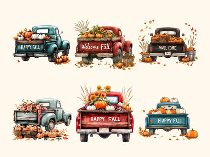 DIY Download Fall Truck Clipart Bundle
