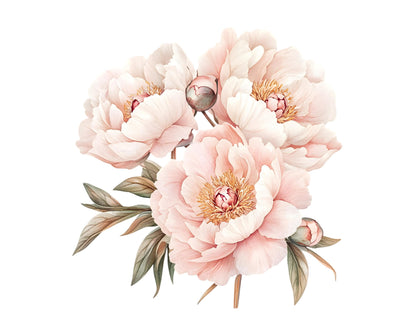 Watercolor Blush Peony Clipart Bundle, Floral PNG (Digital Download)