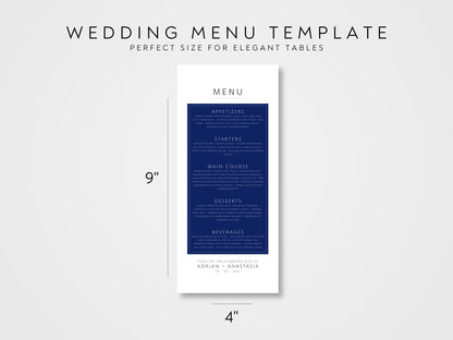 Minimalist Wedding Menu Template: Elegant Script (Printable & Editable)