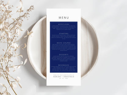 Minimalist Wedding Menu Template: Elegant Script (Printable & Editable)