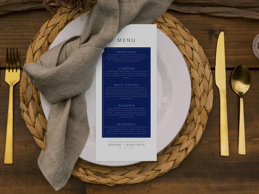 Minimalist Wedding Menu Template: Elegant Script (Printable & Editable)
