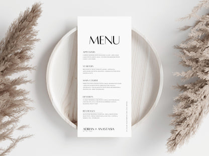 Minimalist Wedding Menu Template: Elegant Script (Editable & Printable)