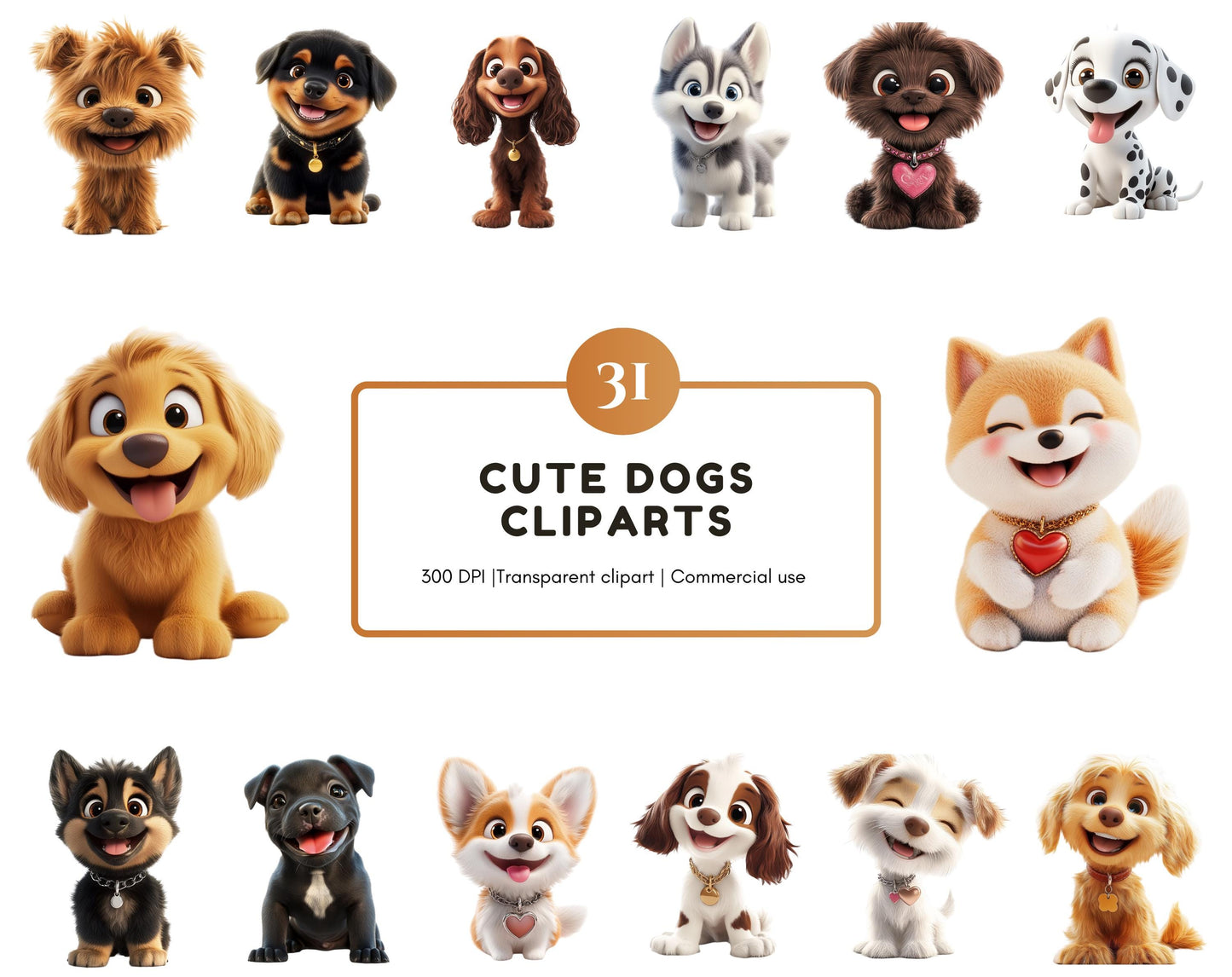 Niedliche Hunde-Cliparts (PNG-Paket), Süße Hunde-Cliparts, Niedliche Hunde-Cliparts, Cartoon-Hunde-Cliparts, Niedliche Welpen-Cliparts, Hunde-PNG, Fröhliche Hunde-Cliparts