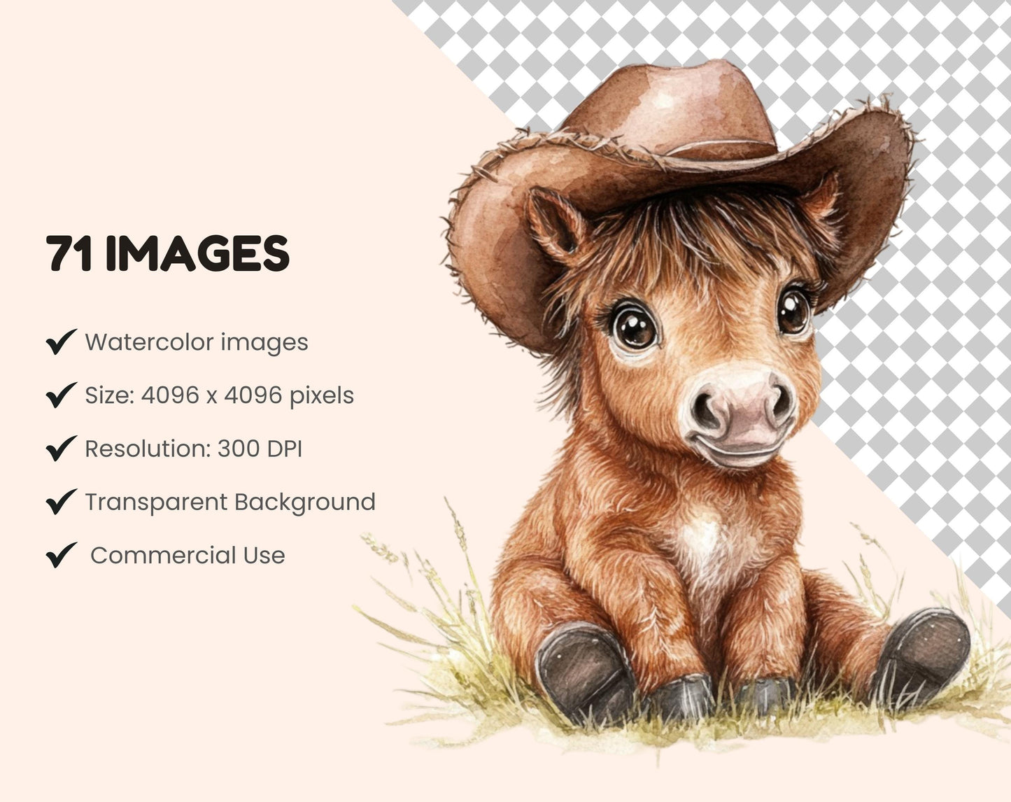 Watercolor Baby Cowboy Clipart Bundle, Wild West Graphics (PNG)