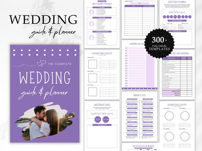 Wedding Planner Template Bundle, 300 pages Wedding Planner, Editable Wedding Planner Template, Wedding Planning Book, Wedding Checklist