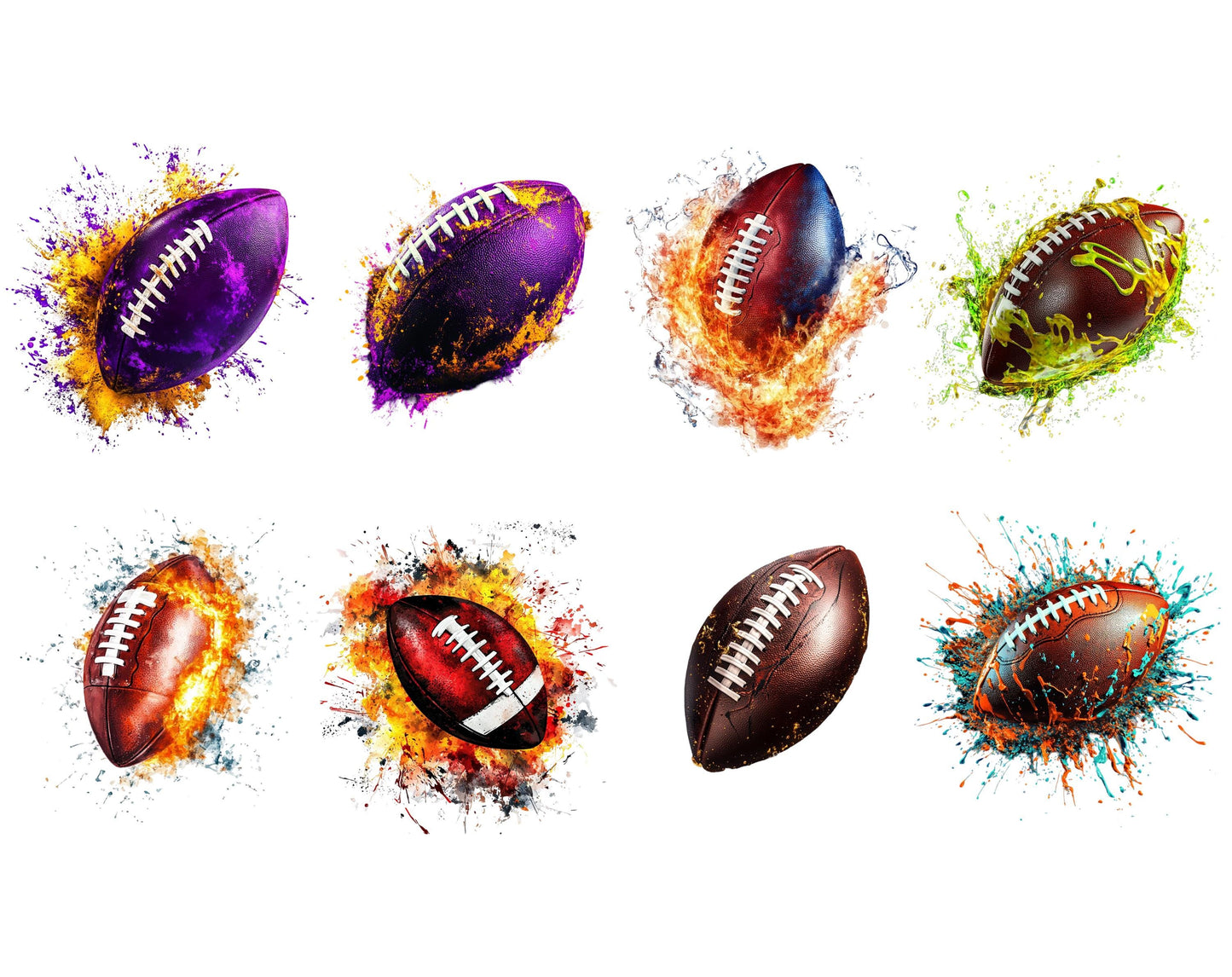 Watercolor Football Clipart, Sports Graphics (Digital Download)