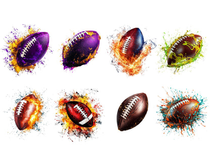 Watercolor Football Clipart, Sports Graphics (Digital Download)