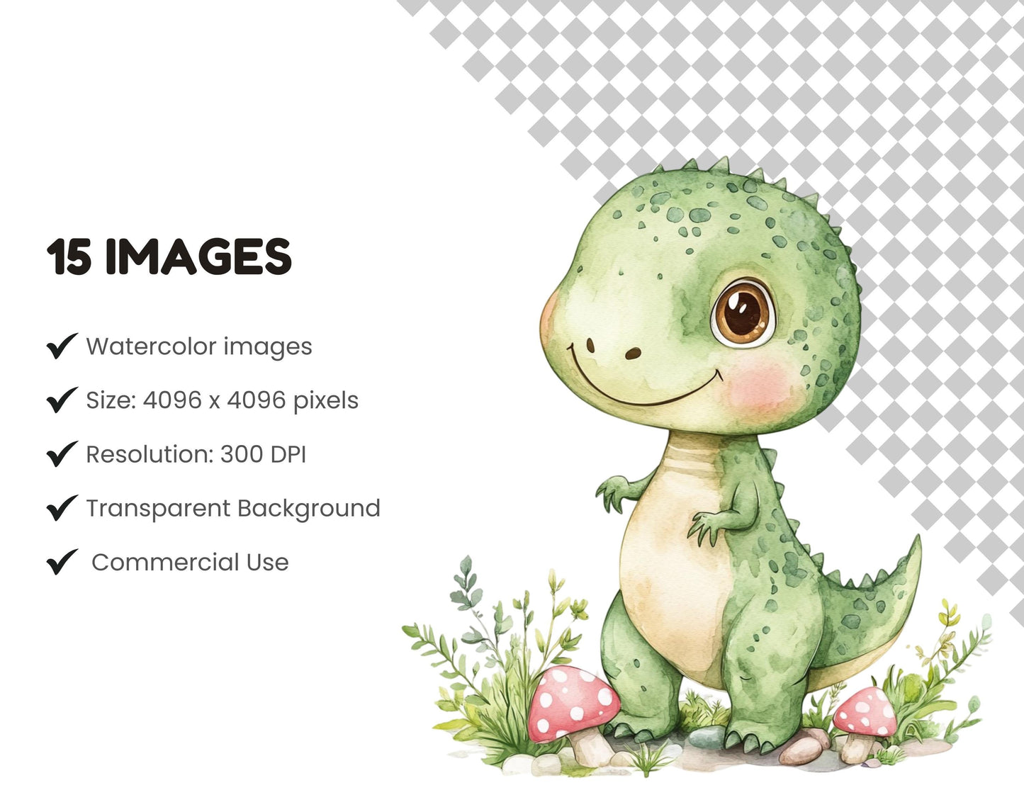 Watercolor Dinosaur Clipart png, Dinosaur Clipart Bundle, Cute Dinosaur png, Baby Dinosaur Clipart, Cartoon Dinosaur Clipart png Bundle