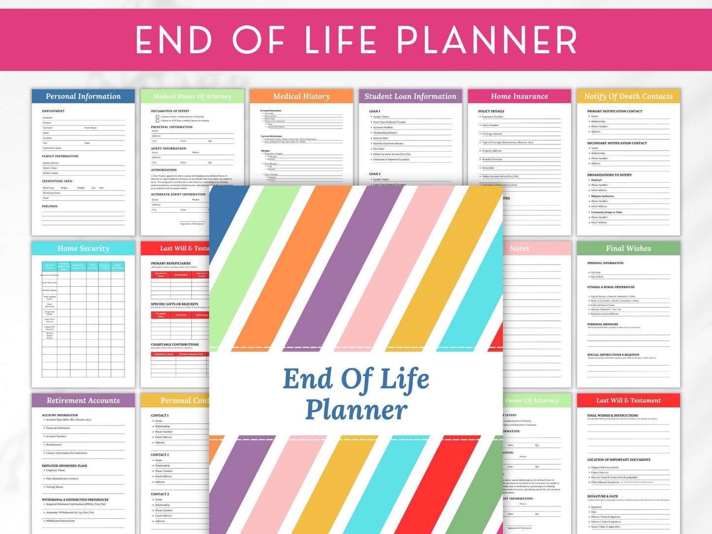 End Of Life Planner Template, Printable End Of Life Planner, Last Wishes Planner, Emergency Binder, Funny End Of Life Planner, When I die