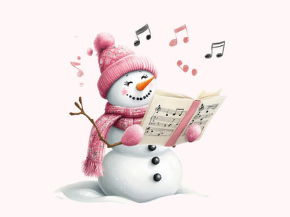 Pink Snowman Clipart png Bundle, Watercolor Snowman Clipart, Pink Snowman Clipart, Pink Christmas Clipart, Christmas Snowman Clipart