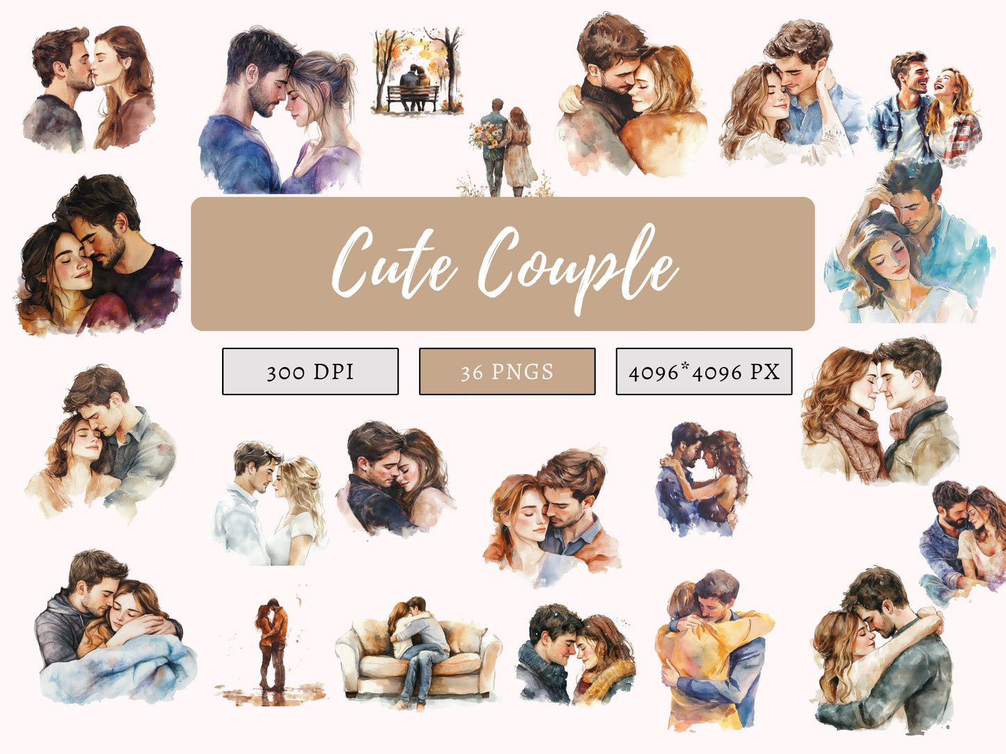 Love Couple Clipart png Bundle, Cute Love Couple Clipart, Watercolor Couple Clipart, Romantic Couple Clipart, Holding Hands Clipart