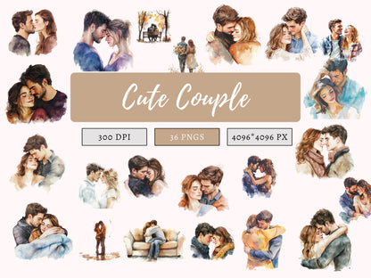 Love Couple Clipart png Bundle, Cute Love Couple Clipart, Watercolor Couple Clipart, Romantic Couple Clipart, Holding Hands Clipart