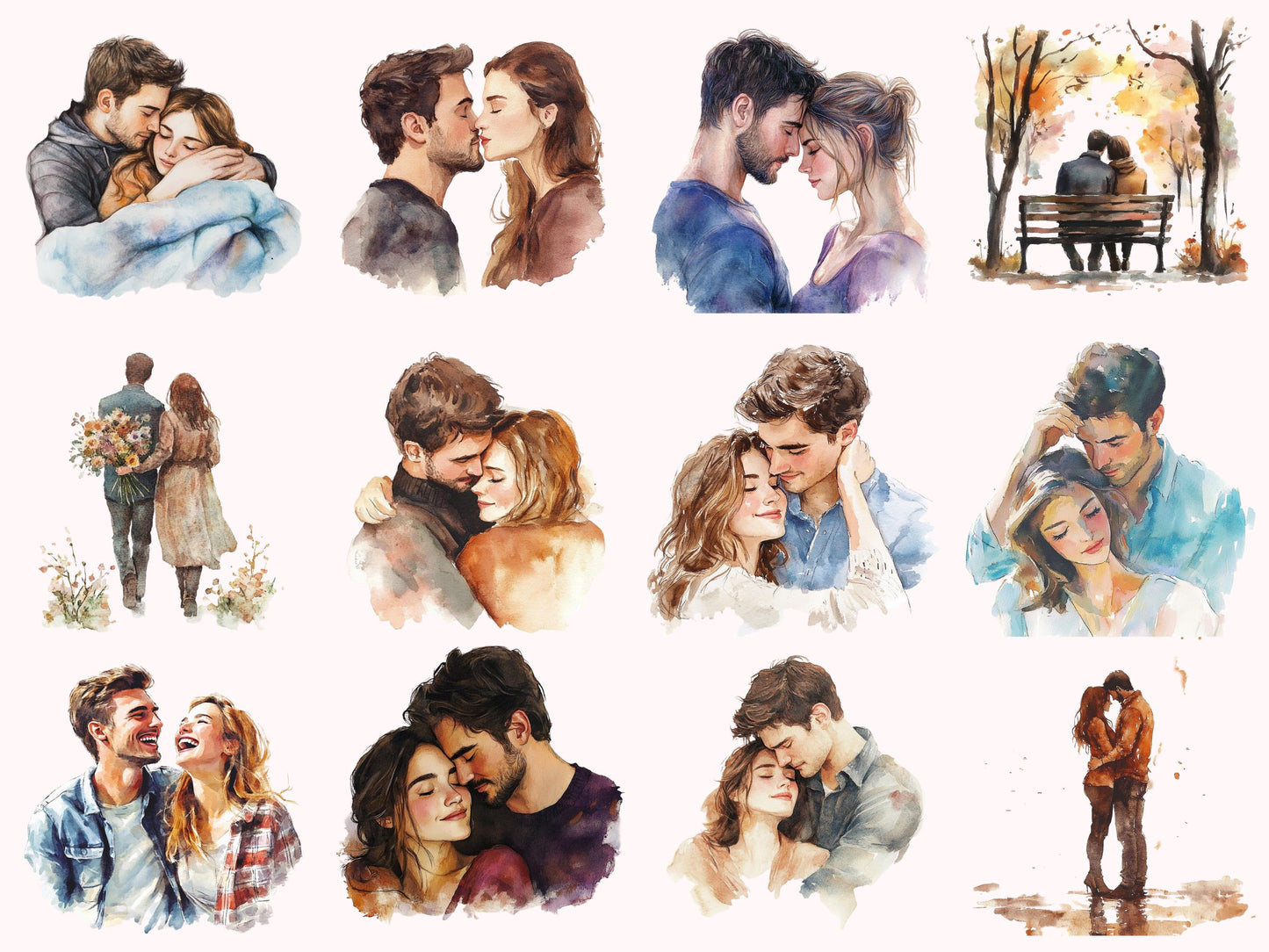 Love Couple Clipart png Bundle, Cute Love Couple Clipart, Watercolor Couple Clipart, Romantic Couple Clipart, Holding Hands Clipart