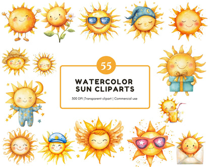 Ensemble d'images clipart de soleil aquarelle (PNG), Ensemble d'images clipart de soleil, Soleil PNG, Images clipart bohème, Soleil bohème, Images clipart de soleil, Images clipart de soleil d'été, Images clipart de soleil rétro (PNG)