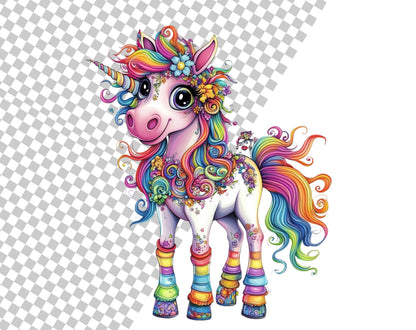 30 skurrile Aquarell-Pferde-Cliparts, verspielte Fantasy-PNG-Bilder (Digitaler Download)