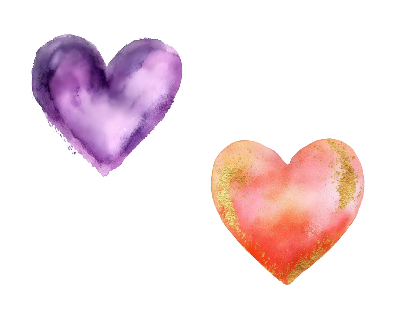 Watercolor Heart Clipart Bundle, Valentine's Day PNG (Digital Download)