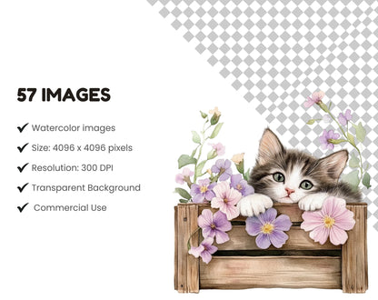 Watercolor Cute Cat Clipart png Bundle, Cute Baby Cat Clipart, Cute Kitten Clipart, Cat Clipart, Baby Cat Clipart, Cute Cat Drawing Clipart