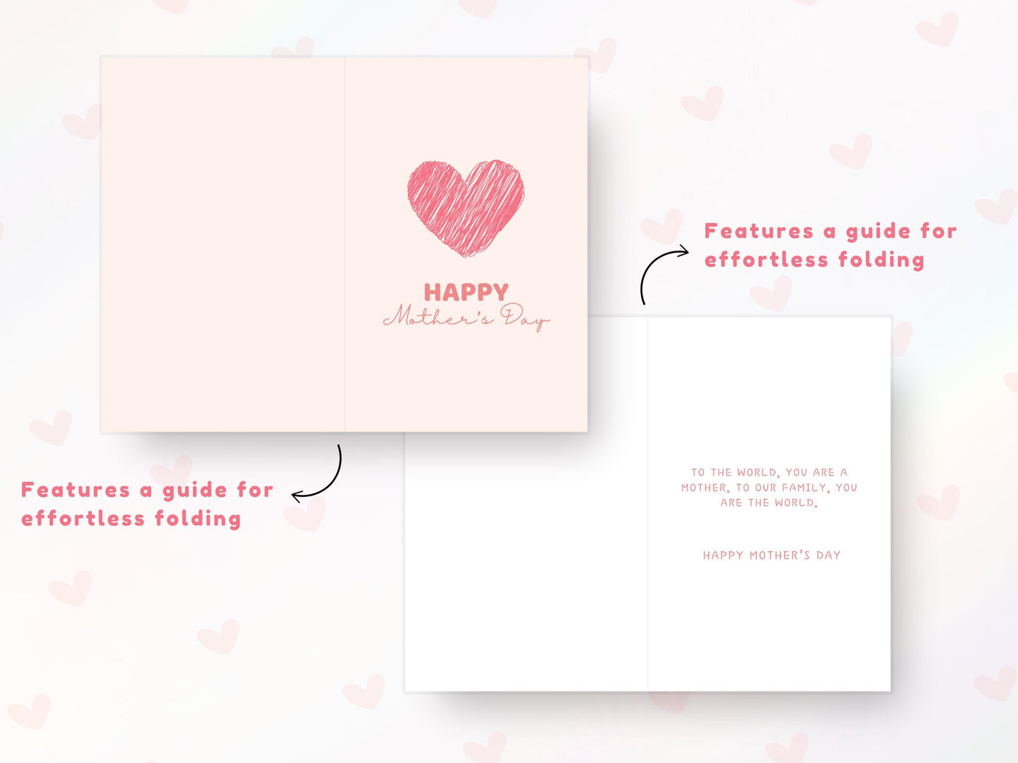 Editable Mother's Day Card Template: Printable Heart Design (Digital Download)