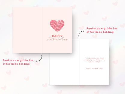 Editable Mother's Day Card Template: Printable Heart Design (Digital Download)