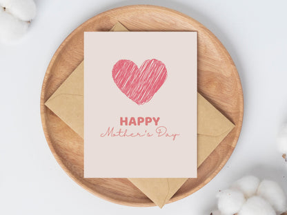 Editable Mother's Day Card Template: Printable Heart Design (Digital Download)