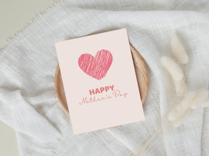 Editable Mother's Day Card Template: Printable Heart Design (Digital Download)