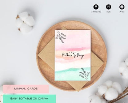 Editable Mother's Day Card Template: Printable Minimalist Design (Instant Download)