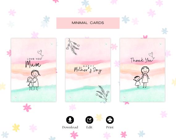 Editable Mother's Day Card Template: Printable Minimalist Design (Instant Download)