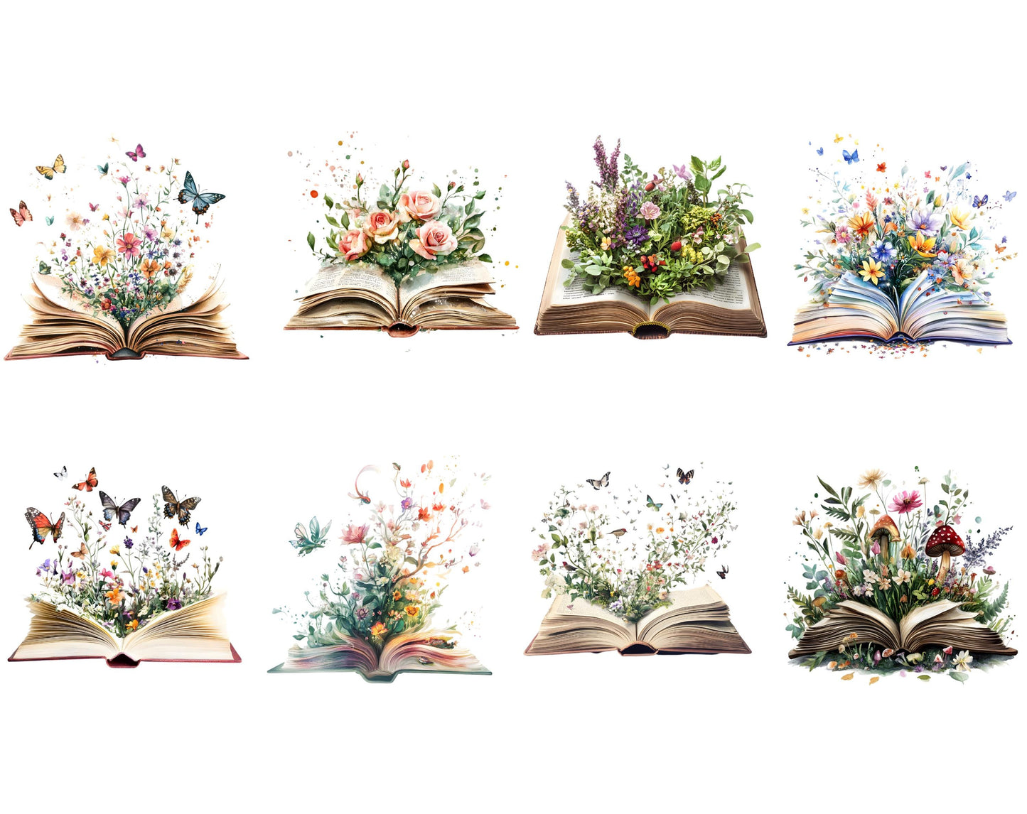 Watercolor Flower Book Clipart, Floral Book Clipart, Flower Book png, Book png, Nursery Clipart, Butterfly Book Clipart, Books Clipart