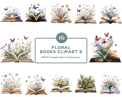 Watercolor Flower Book Clipart, Floral Book Clipart, Flower Book png, Book png, Nursery Clipart, Butterfly Book Clipart, Books Clipart