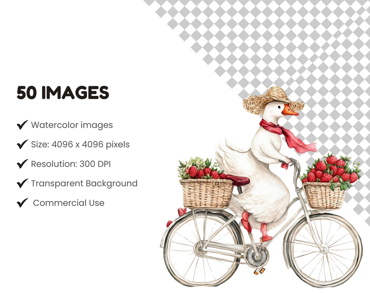 Strawberry Geese Clipart png Bundle, Cute Goose Clipart, Cute Geese Clipart png, Sweet Strawberry Goose Clipart, Strawberries Clipart