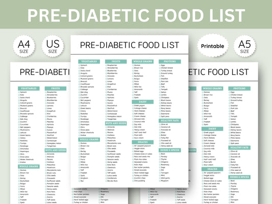 Pre-Diabetic Food List: Health & Groceries Planner (Digital Download)