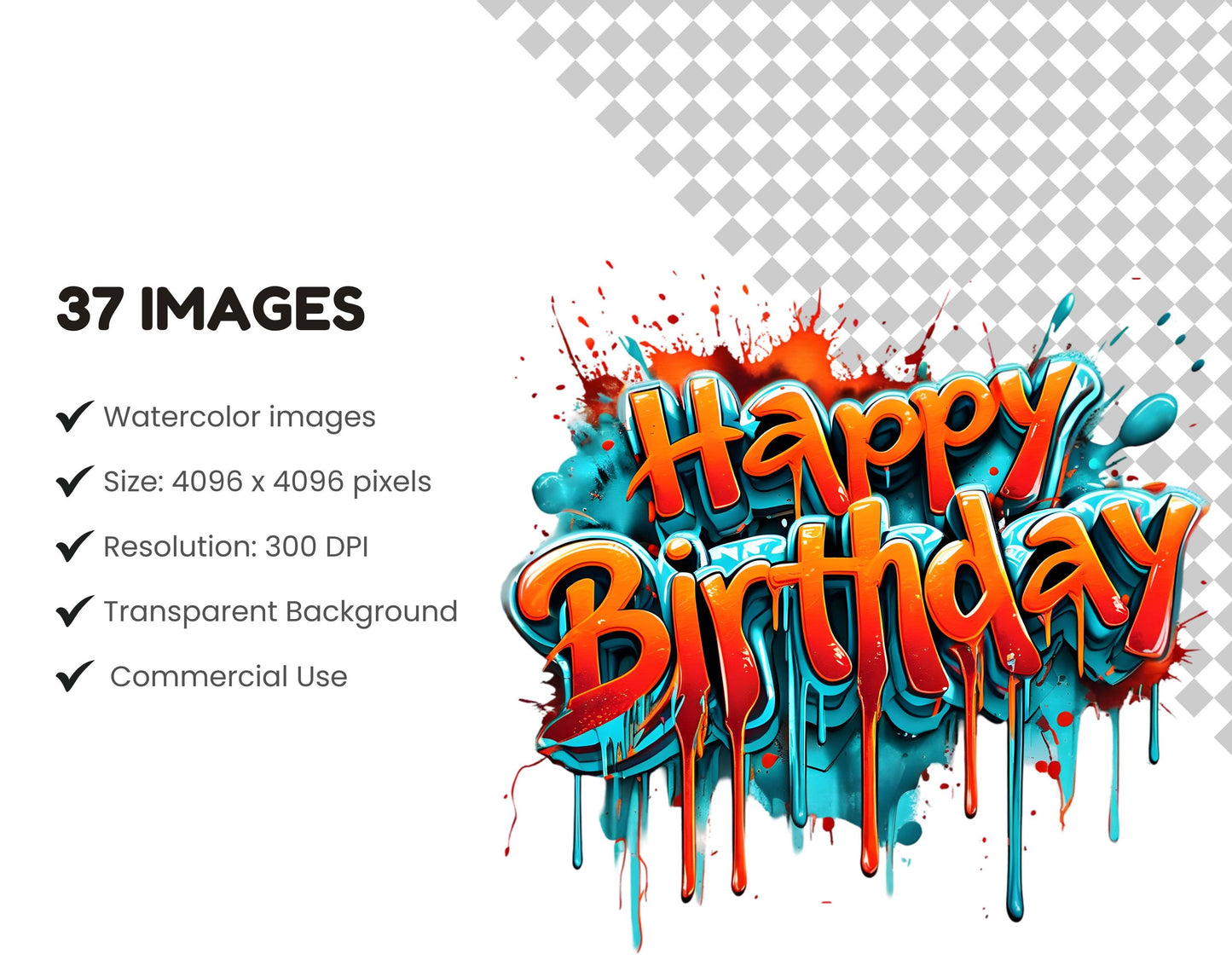 Watercolor Happy Birthday Clipart png Bundle, Happy Birthday Word Clipart png, Happy Birthday Set, Happy Birthday Lettering Clipart png