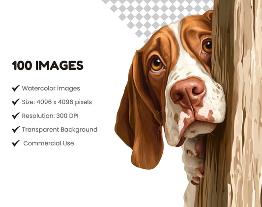 100 Peeking Dog Clipart Bundle, Transparent PNG (Digital Download)