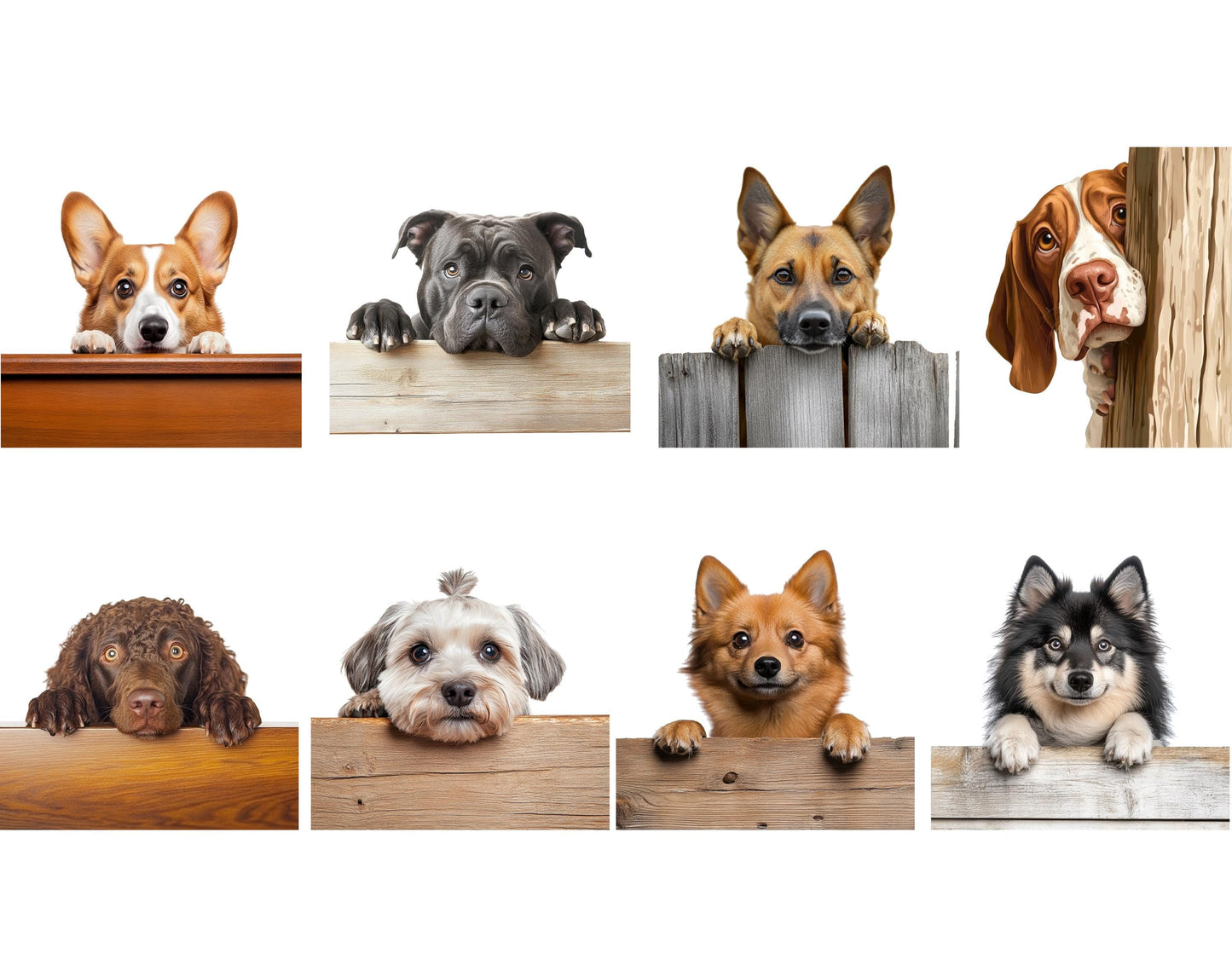 100 Peeking Dog Clipart Bundle, Transparent PNG (Digital Download)