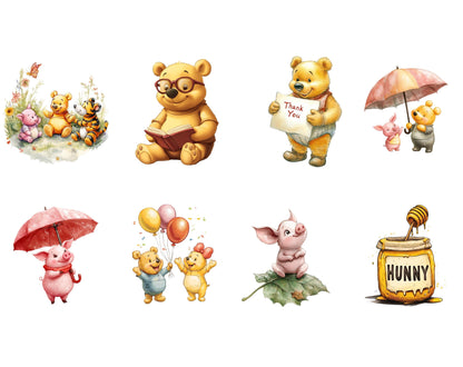 Watercolor Winnie the Pooh Clipart Bundle (Digital Download)