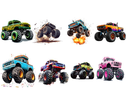 Aquarell-Monster-Truck-Clipart-Bundle, Rennwagen-PNG (Digitaler Download)