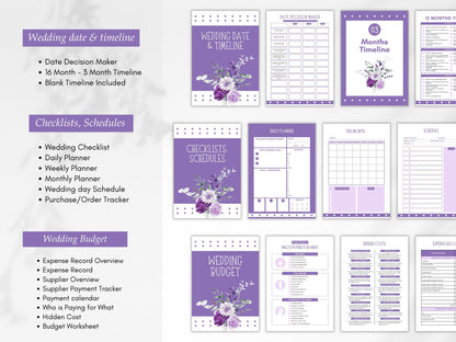 Wedding Planner Template Bundle, 300 pages Wedding Planner, Editable Wedding Planner Template, Wedding Planning Book, Wedding Checklist