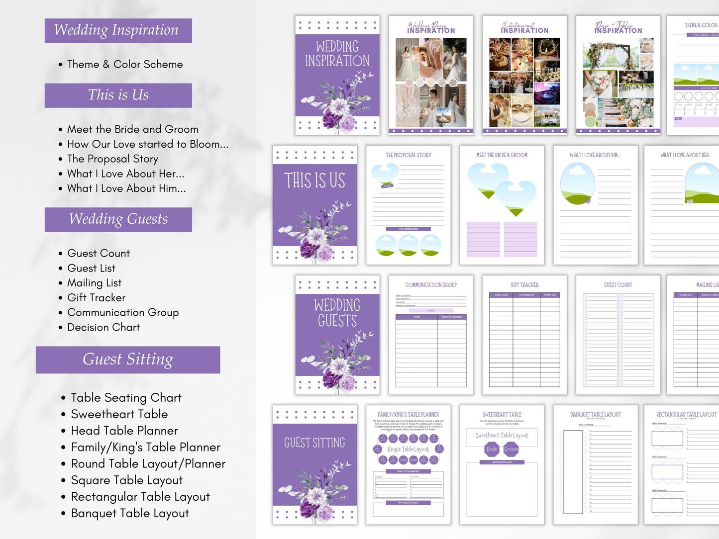 Wedding Planner Template Bundle, 300 pages Wedding Planner, Editable Wedding Planner Template, Wedding Planning Book, Wedding Checklist