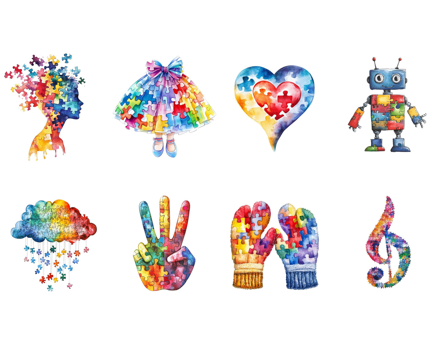 55 Autism Clipart, Austism Awareness png Bundle, Austism png, Austism Awareness png, Puzzle png, Puzzle Piece png, Austism Clipart, Ribbon