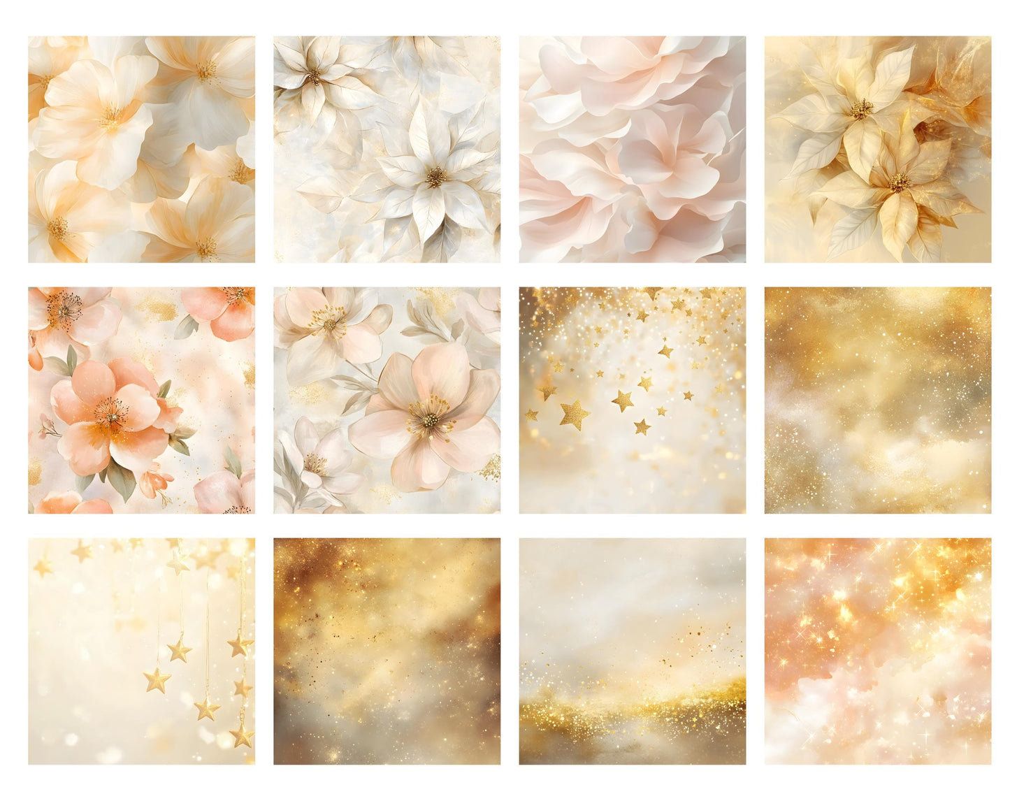 Pastel Watercolor Paper Clipart Bundle, Floral & Abstract (Digital Download)