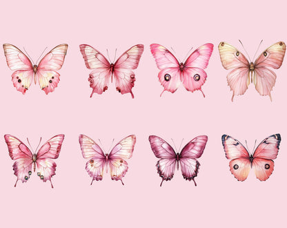 Antique Pink Butterfly Clipart Bundle (PNG, Digital Download)