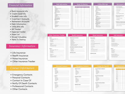 End Of Life Planner Template, Printable End Of Life Planner, Last Wishes Planner, Emergency Binder, Funny End Of Life Planner, When I die