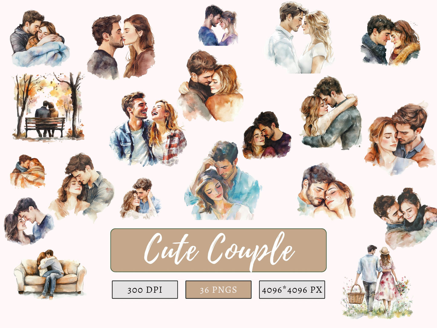Love Couple Clipart png Bundle, Cute Love Couple Clipart, Watercolor Couple Clipart, Romantic Couple Clipart, Holding Hands Clipart