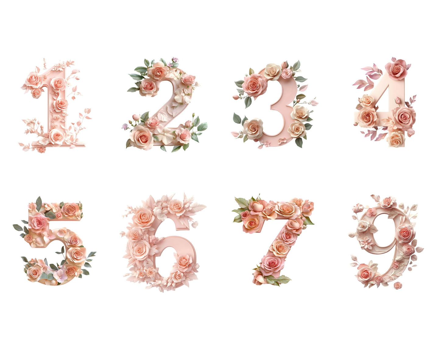 Watercolor Floral Alphabet Clipart Set, Pink Rose Letters (Digital Download)