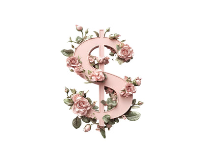 Watercolor Floral Alphabet Clipart Set, Pink Rose Letters (Digital Download)