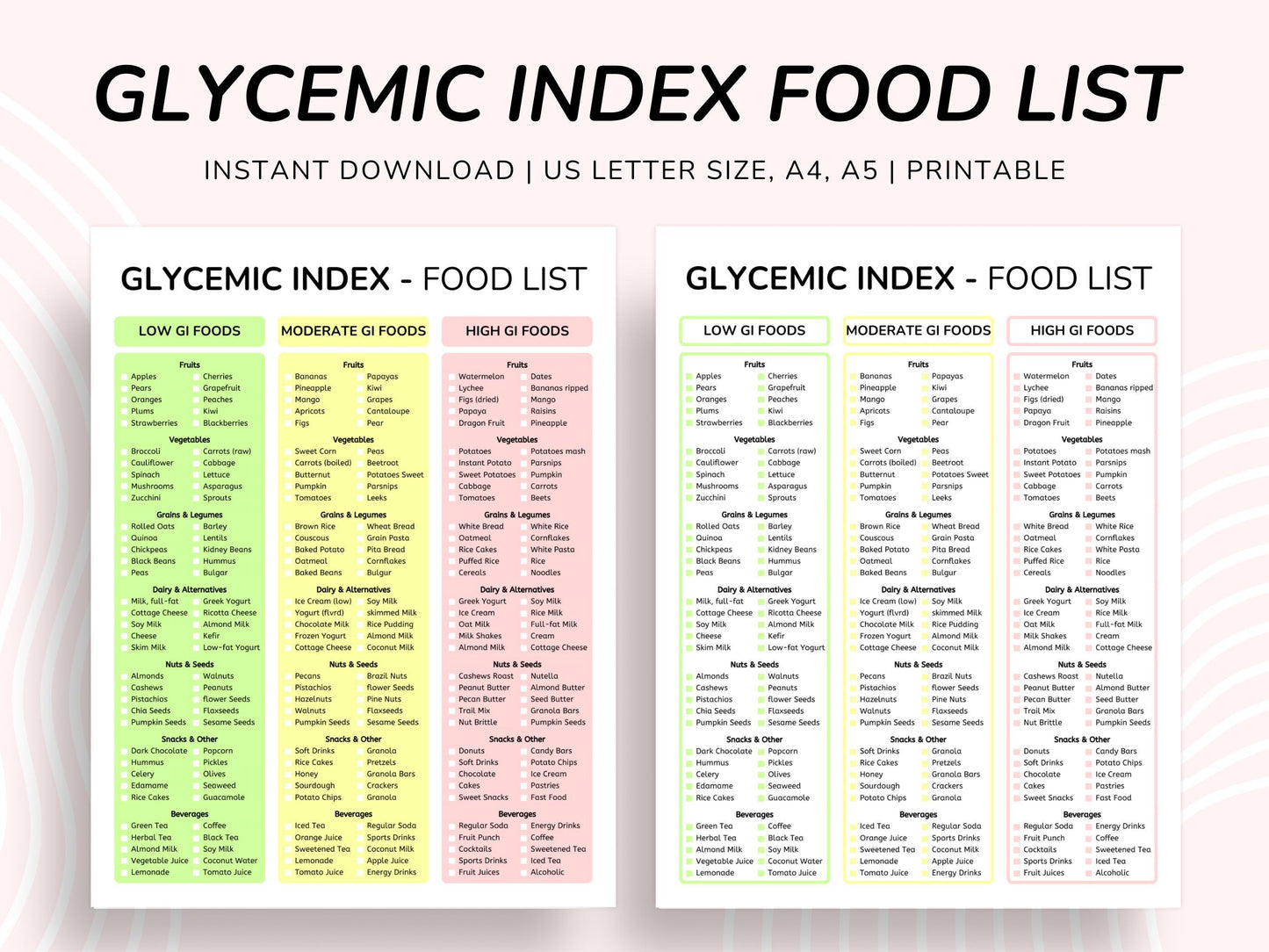 Glycemic Index Food List: Low, Moderate & High GI (Printable)
