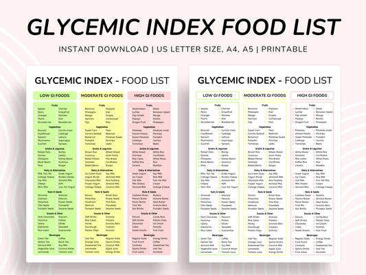 Glycemic Index Food List: Low, Moderate & High GI (Printable)