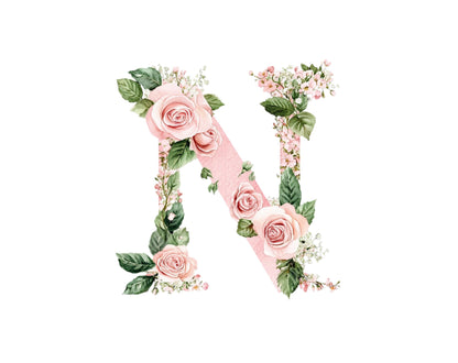 Watercolor Floral Alphabet Clipart. Pink Floral Alphabet Clipart, Alphabet And Number png, Letters Clipart png, Pink Alphabet Clipart